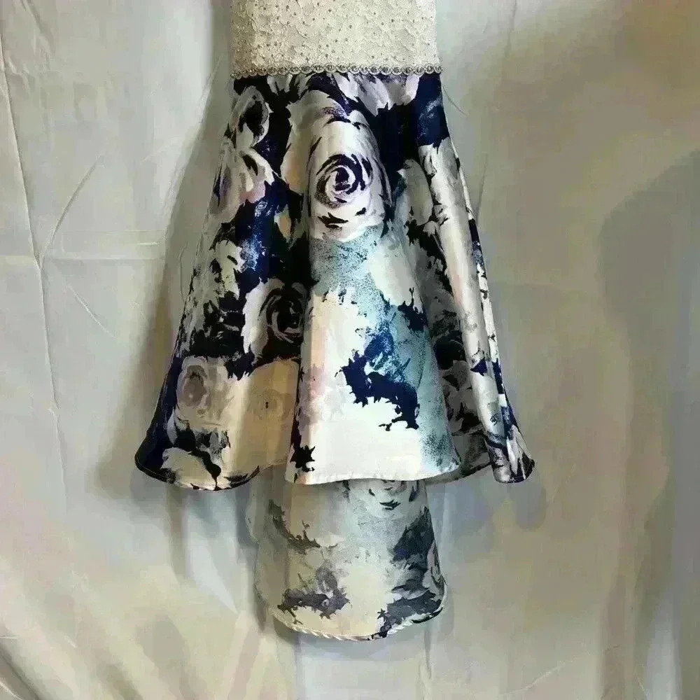 NWT - Speechless Lace to Floral High Low Dress, White & Blue Flowers (Size 16) - Picture 13 of 14